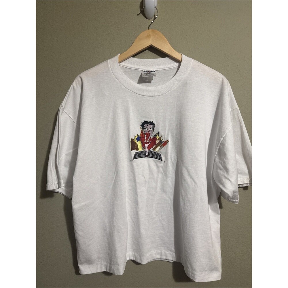Vintage 2001 Betty Boop T-Shirt XL White USA Cartoon Graphic Jerzees Heavyweight